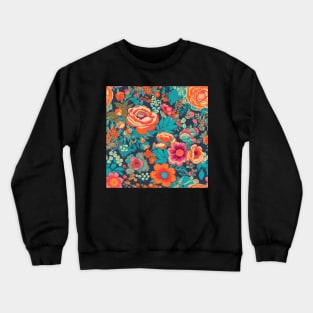 Cheerful Wildflowers, Blue, Orange, Pink  Flowers Crewneck Sweatshirt